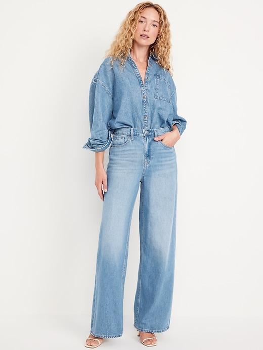 High-Waisted Baggy Wide-Leg Jeans Product Image