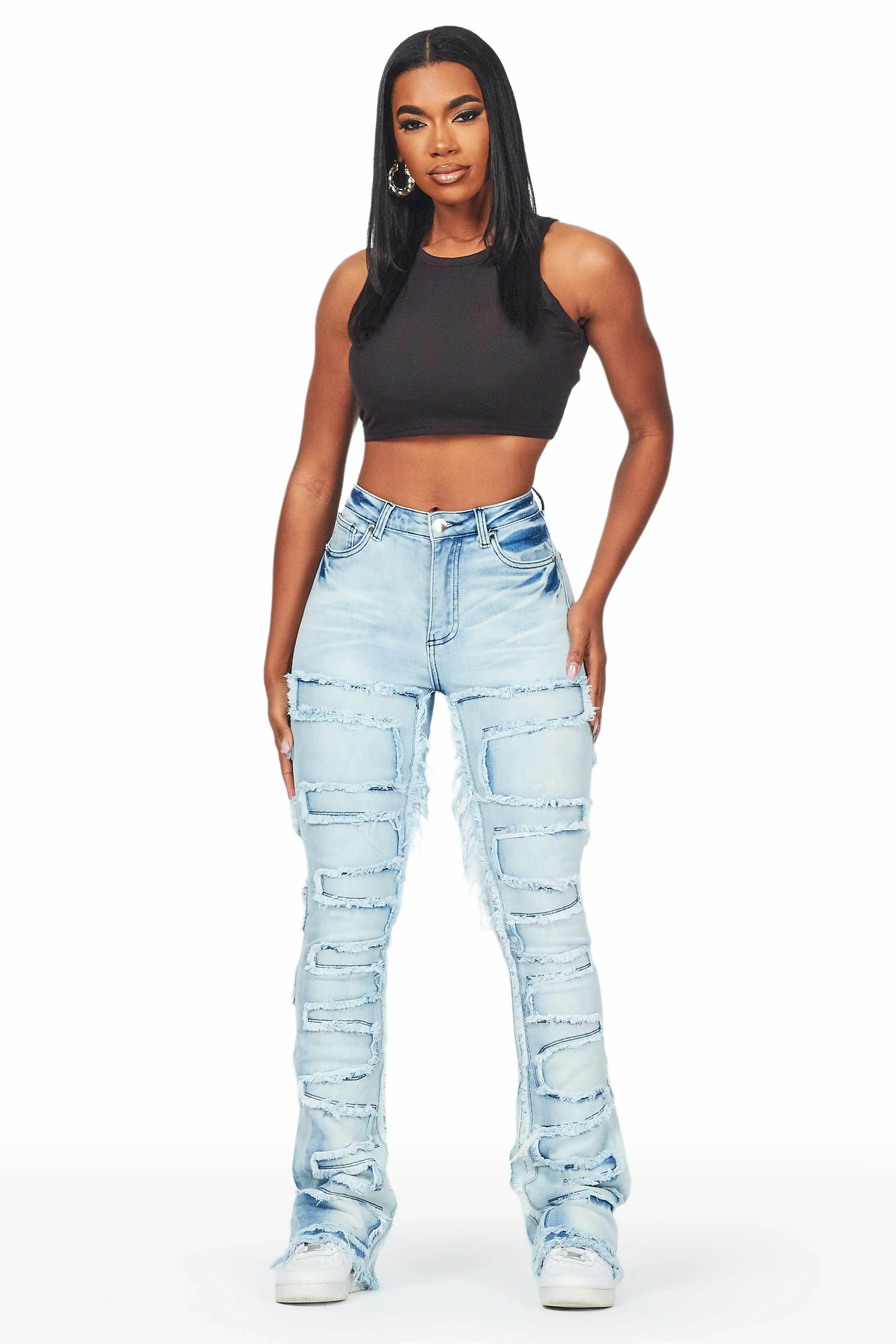 Zariyah Light Wash Stacked Flare Jean Female Product Image