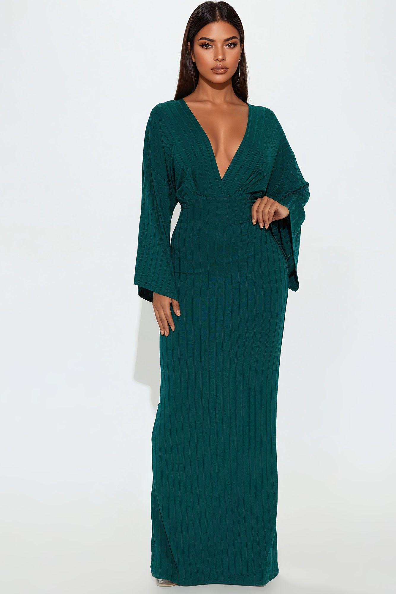 Anna Tie Waist Maxi Dress - Hunter Product Image