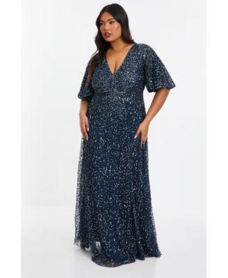 Plus Size Embellished Angel Sleeve Open Back Maxi Dress product image