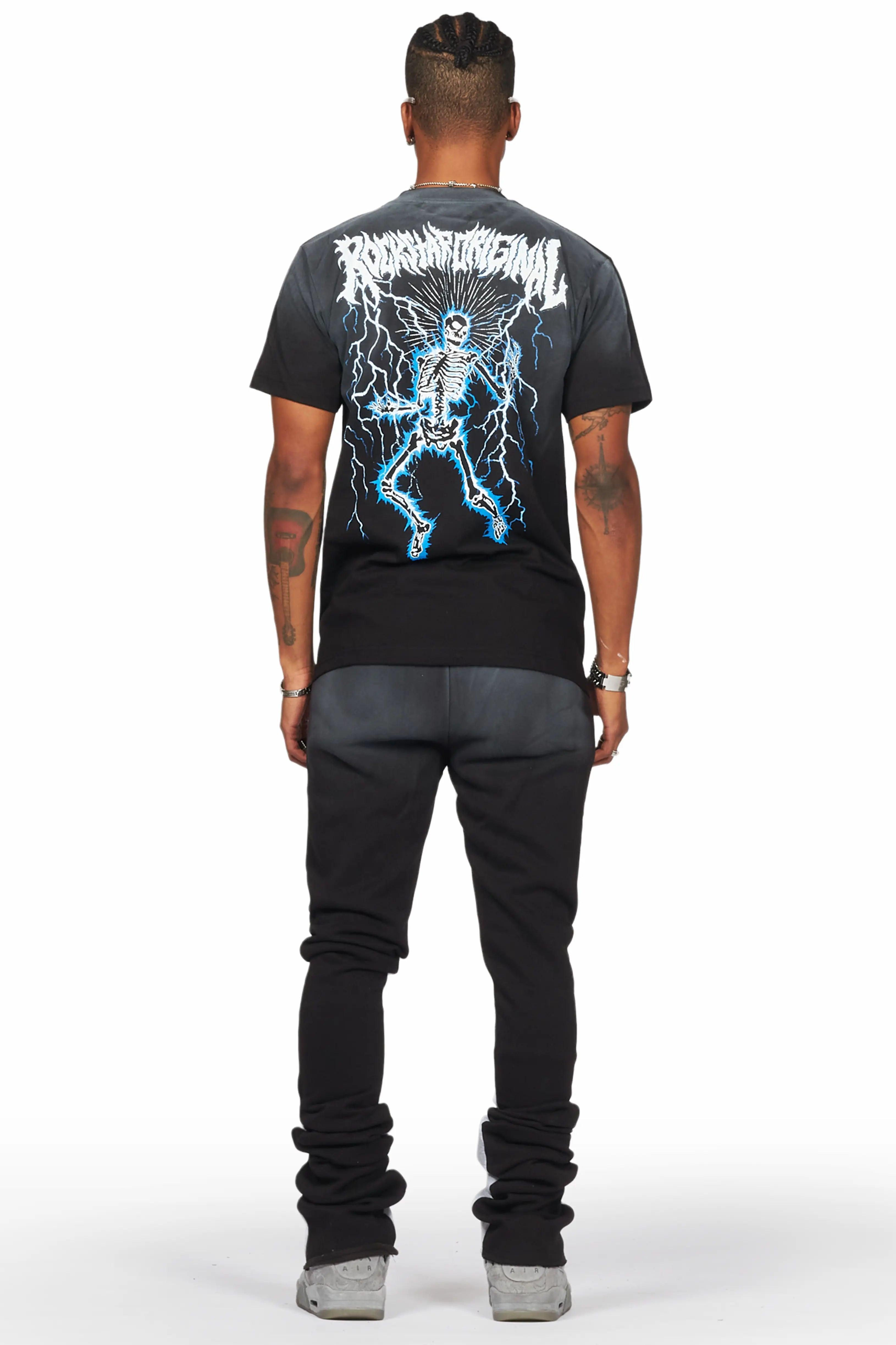 Deathrow Black T-Shirt/Super Stacked Flare Pant Set Male Product Image