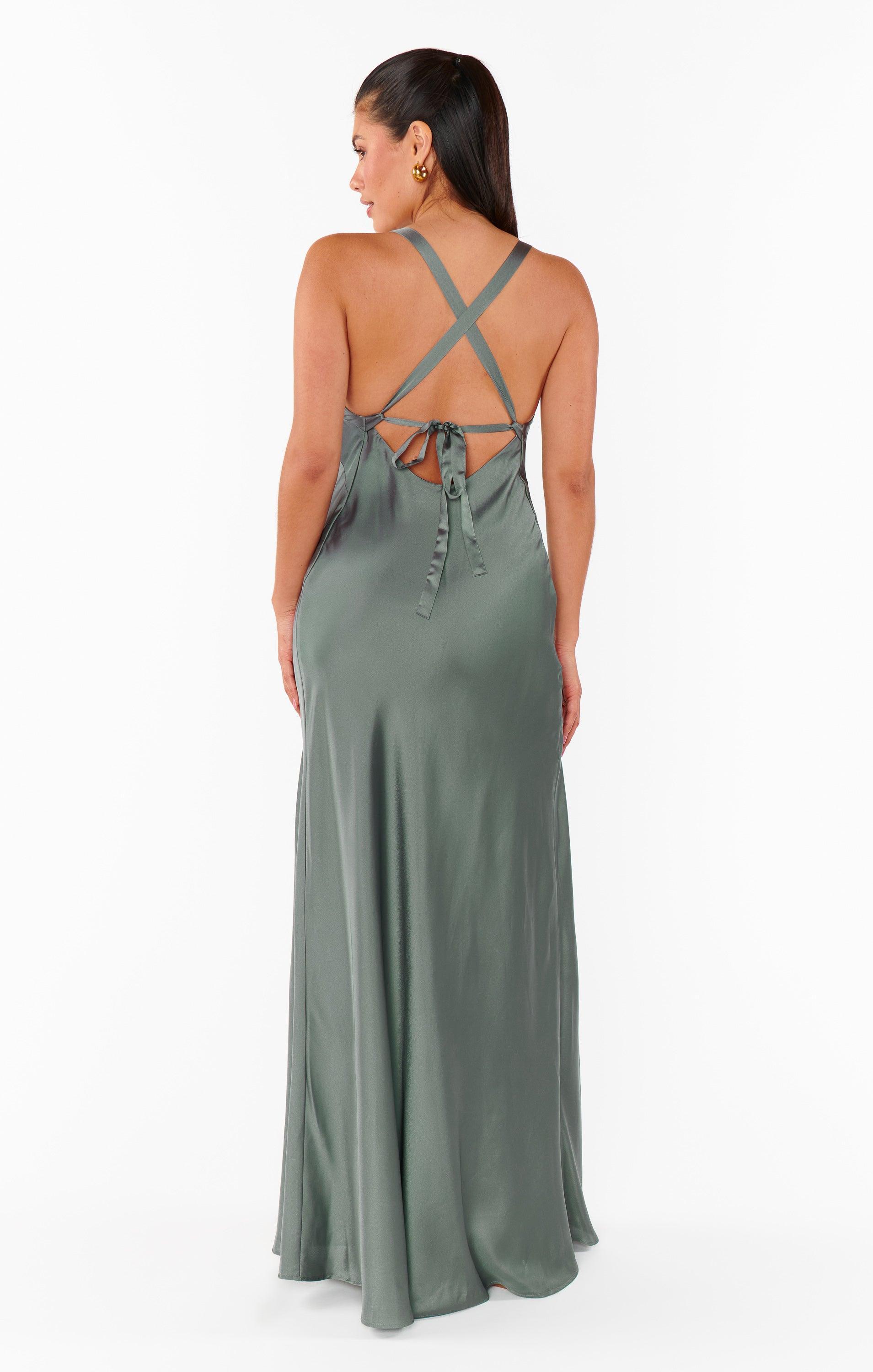 Anderson Maxi Dress ~ Deep Sage Luxe Satin Product Image