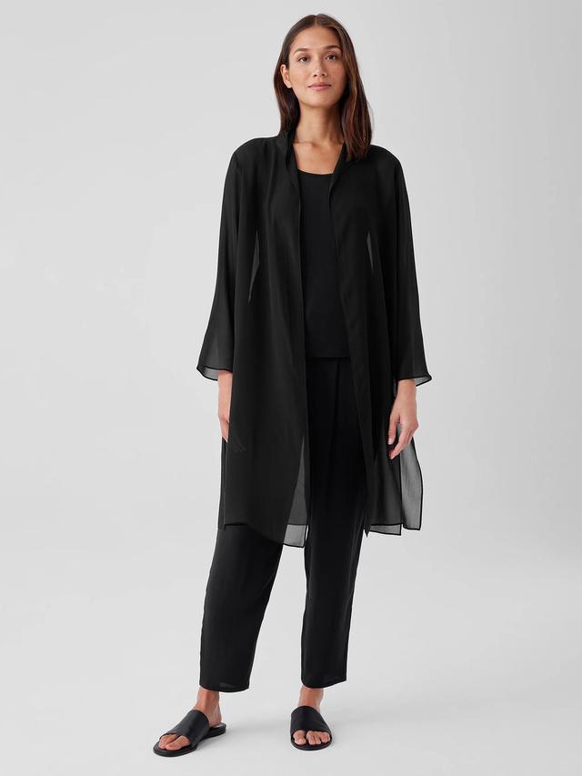 EILEEN FISHER Sheer Silk Georgette High Collar Jacketfemale Product Image