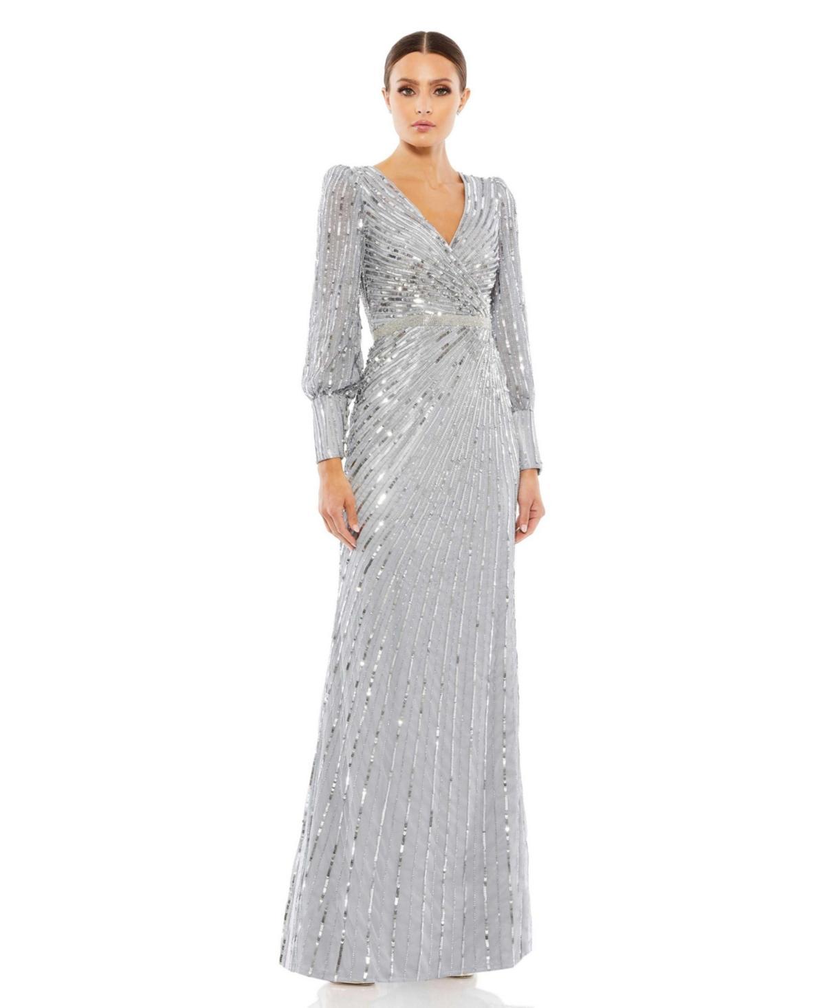 Mac Duggal Sequin Long Sleeve Sheath Gown Product Image