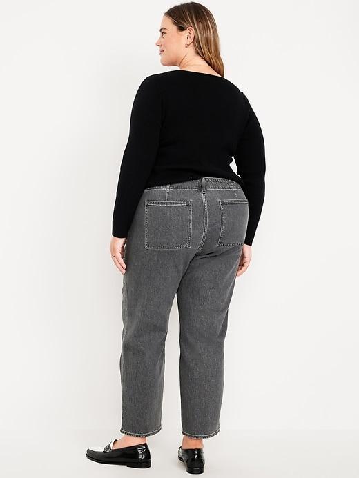 Mid-Rise Boyfriend Loose Utility Jeans Product Image