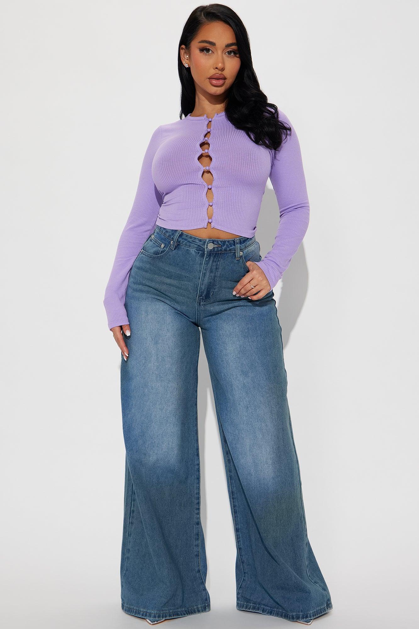 Daniella Button Front Top - Lavender Product Image