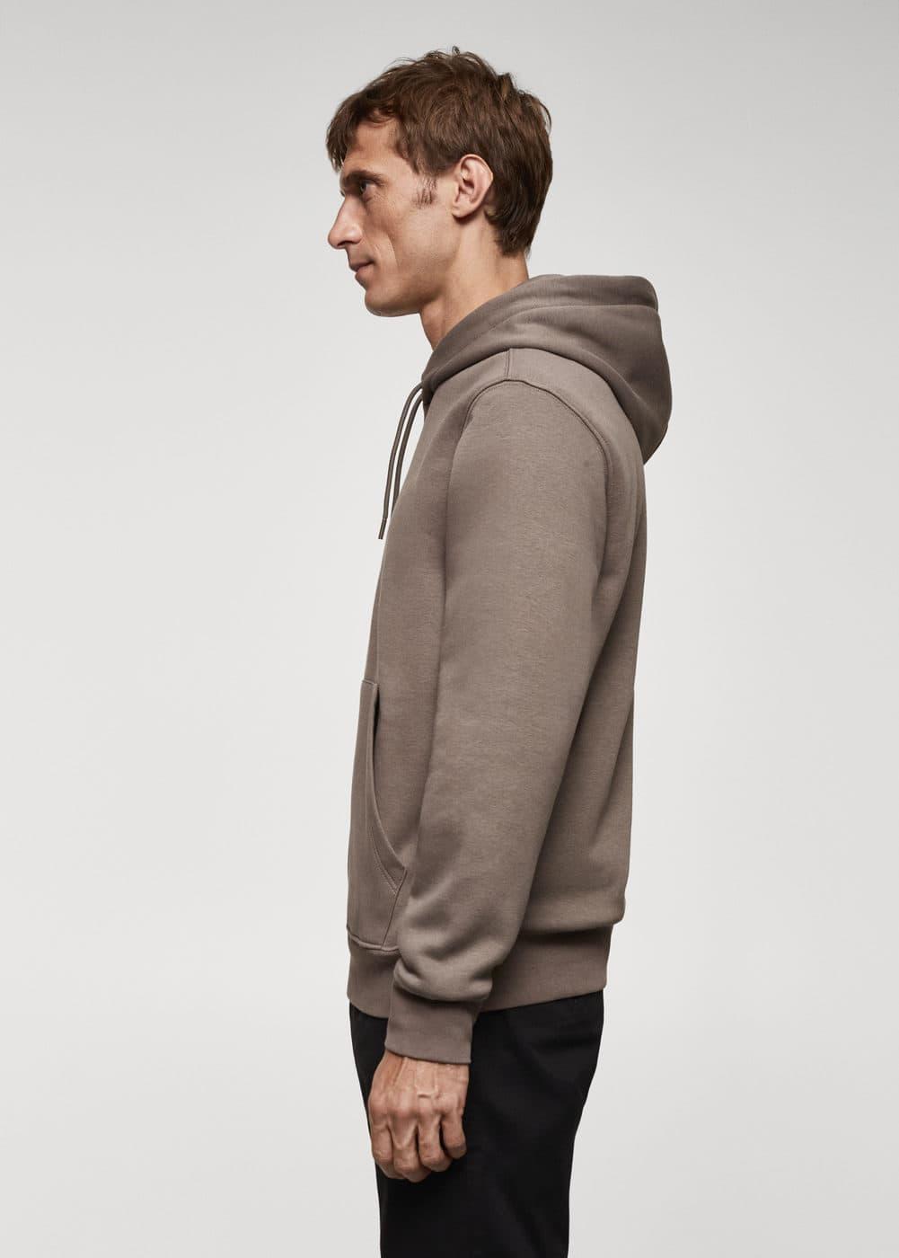 MANGO MAN - Cotton kangaroo-hooded sweatshirt mink greyMen Product Image