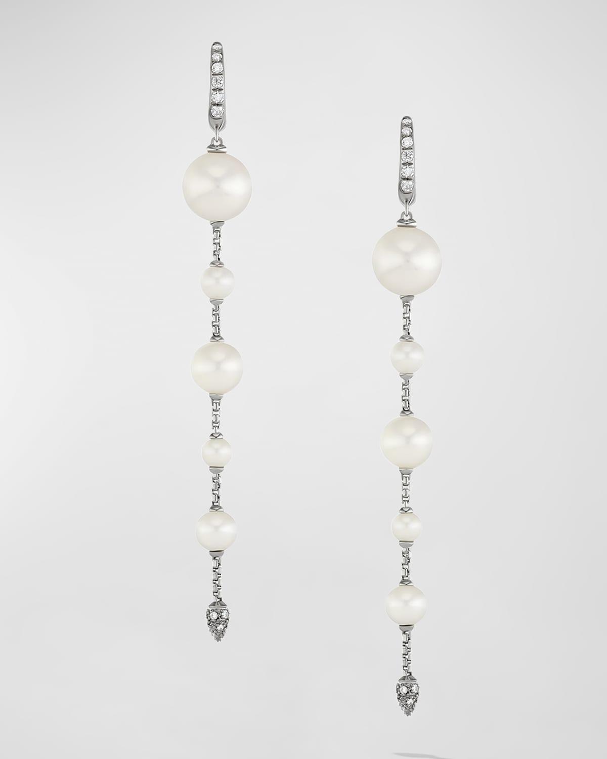 Womens Pearl & Pav Drop Earrings With Diamonds Product Image