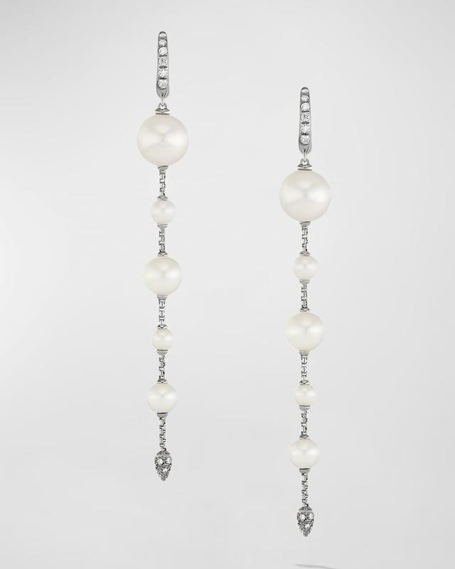 Womens Pearl & Pav Drop Earrings With Diamonds Product Image