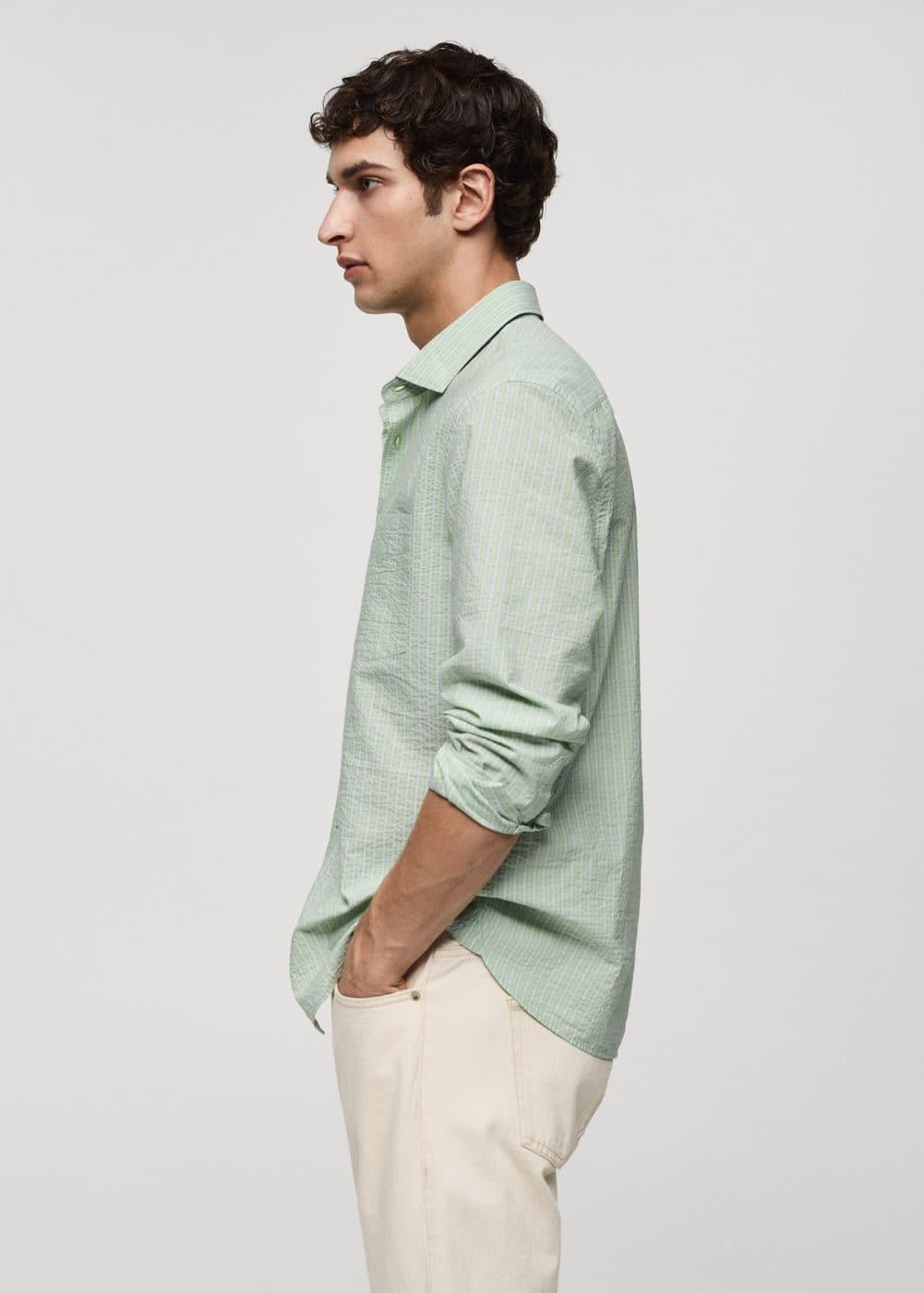 MANGO MAN - Classic-fit printed cotton shirt pastel greenMen Product Image