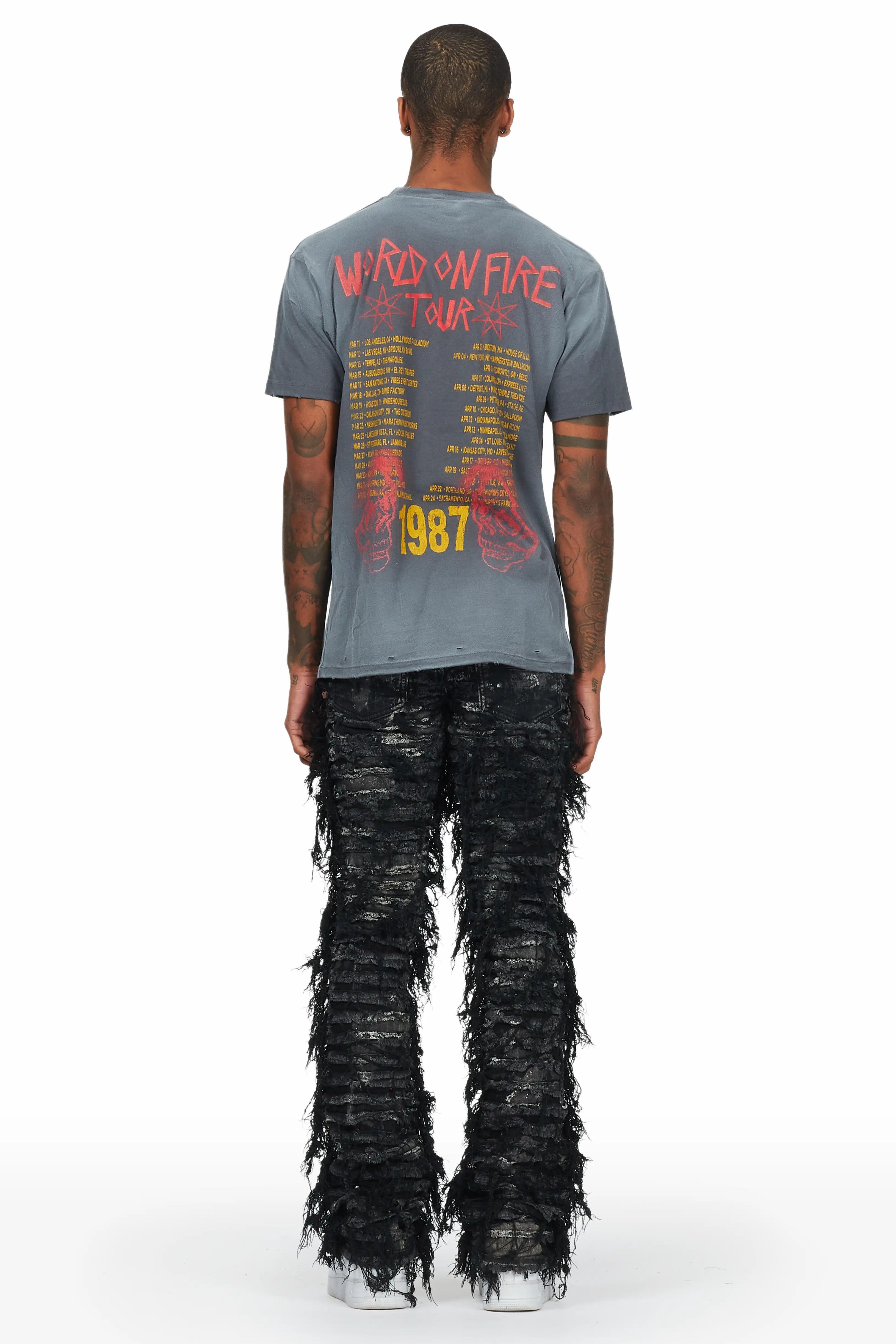 Bossko Black Stacked Flare Jean Male Product Image