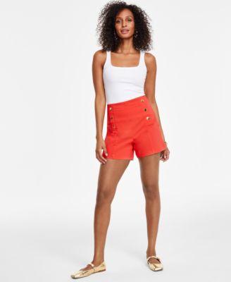 Women's High-Rise Button-Trim Shorts, Created for Macy's Product Image