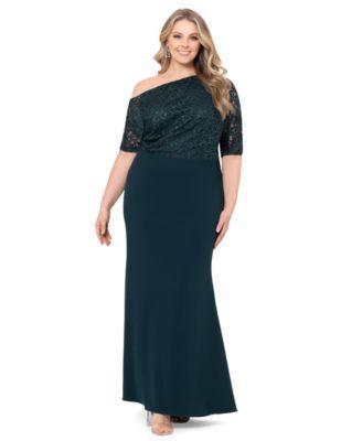 Plus Size Lace-Bodice Gown Product Image