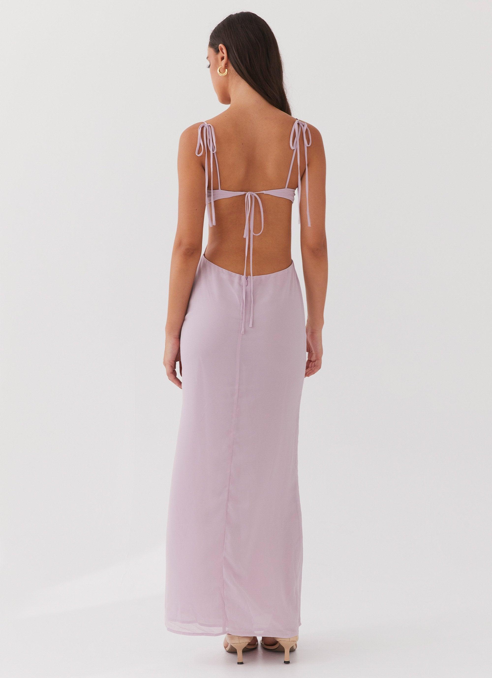 Tyra Ruched Maxi Dress - Lavender Product Image