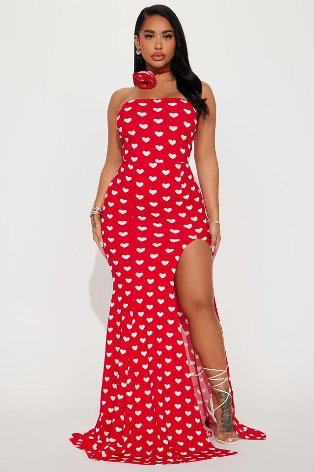 Steel Your Heart Maxi Dress - Red/White Product Image