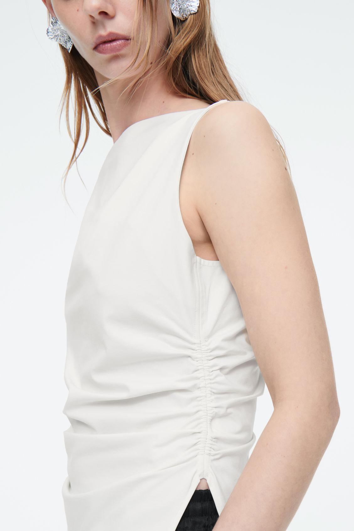 COWL-NECK GATHERED SLEEVELESS TOP Product Image