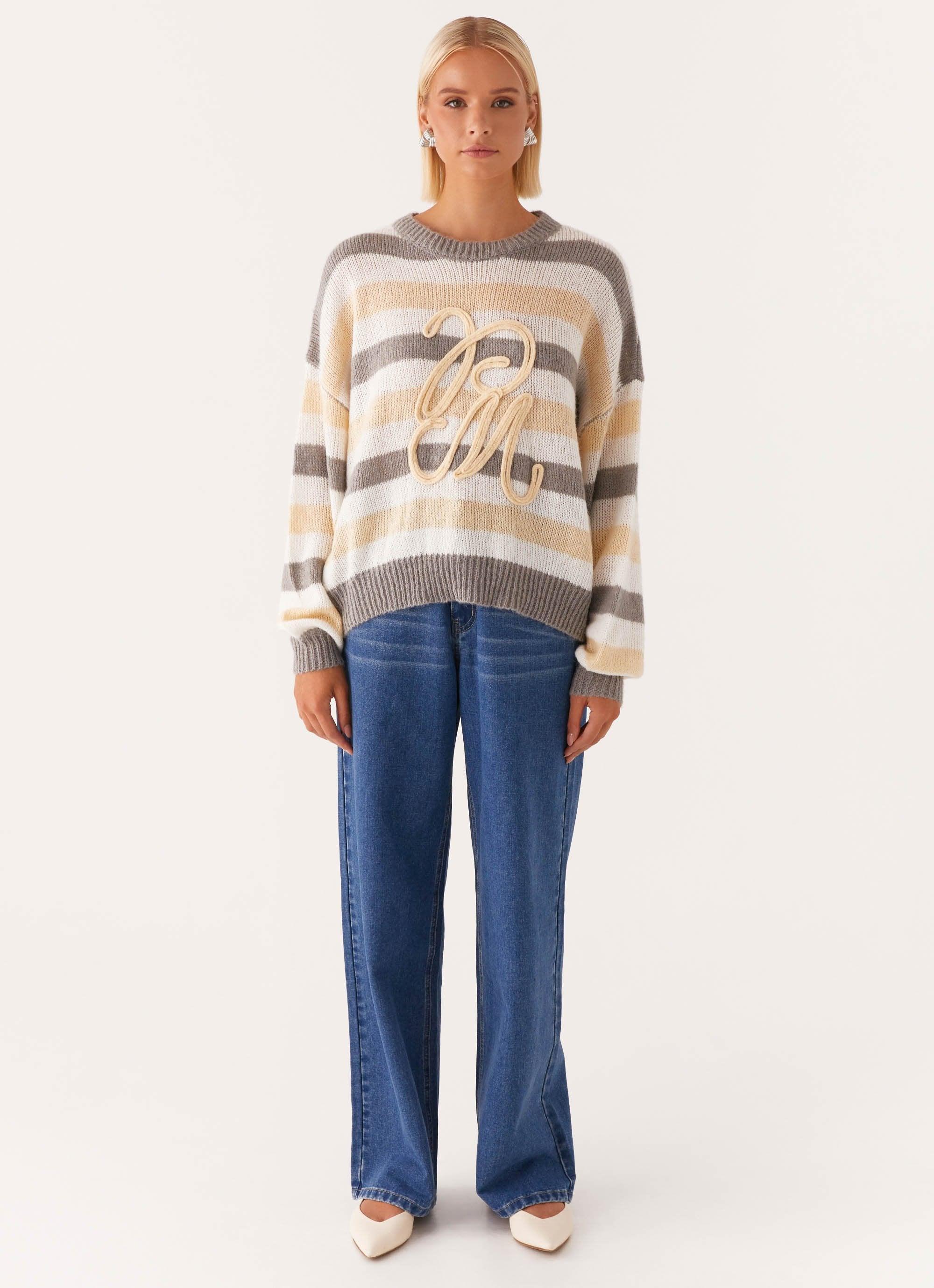 Main Character Oversized Knit Sweater - Stripe Product Image