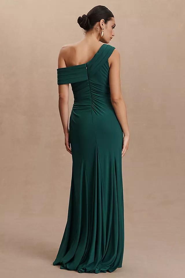 Mac Duggal One-Shoulder Side-Slit Column Gown Product Image