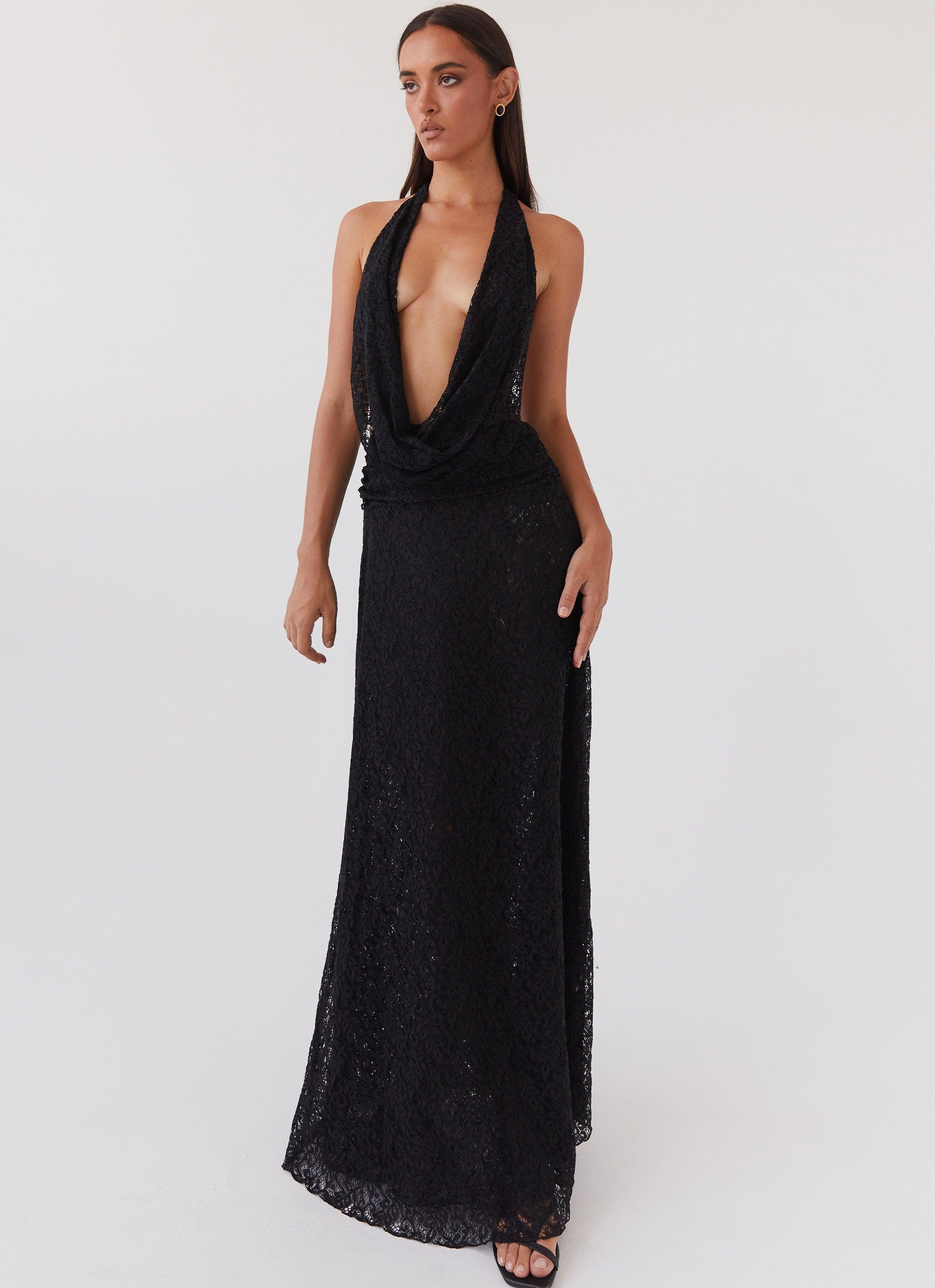 Elysia Lace Maxi Dress - Black Product Image