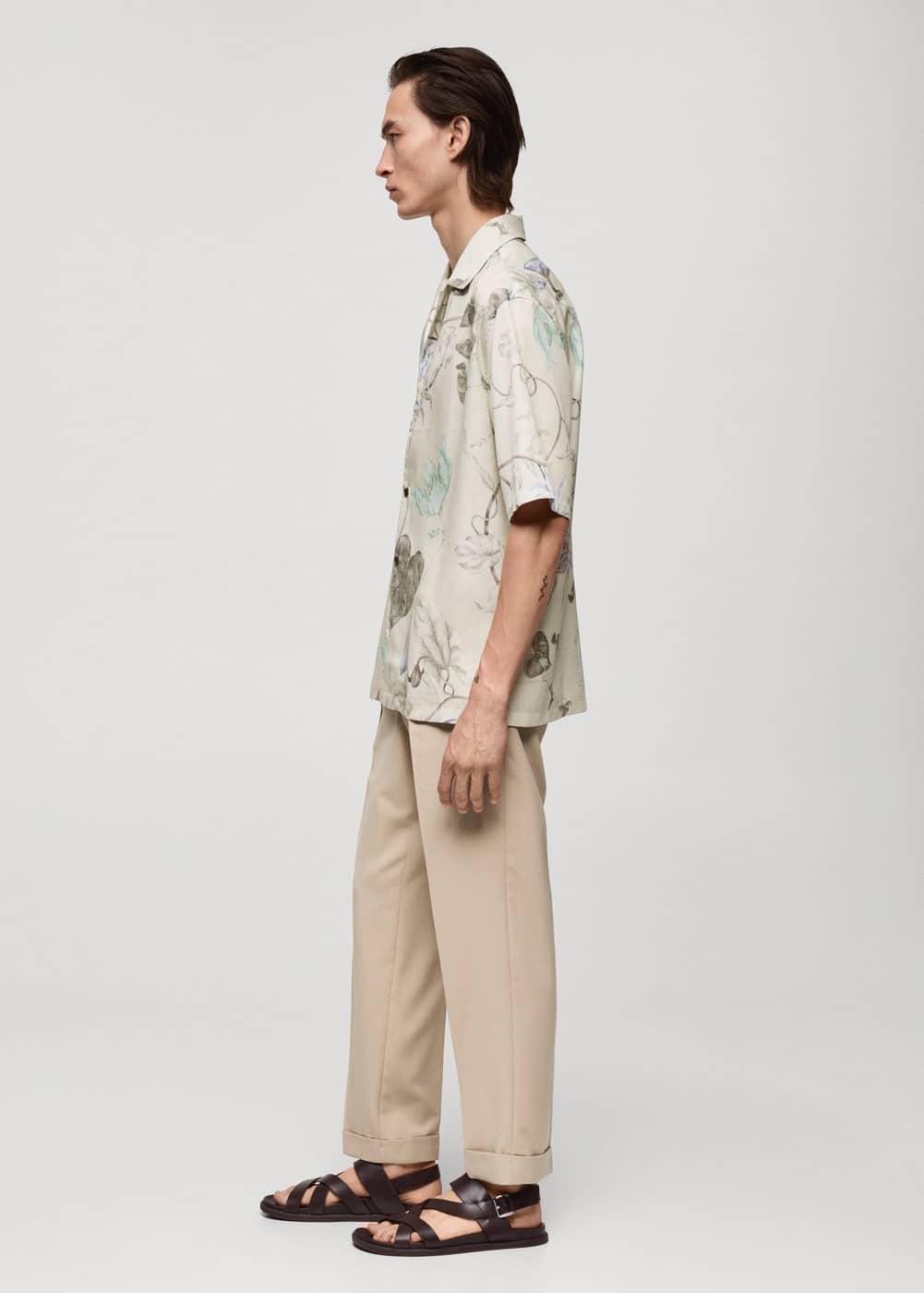 MANGO MAN - Flowy floral print shirt greyMen Product Image