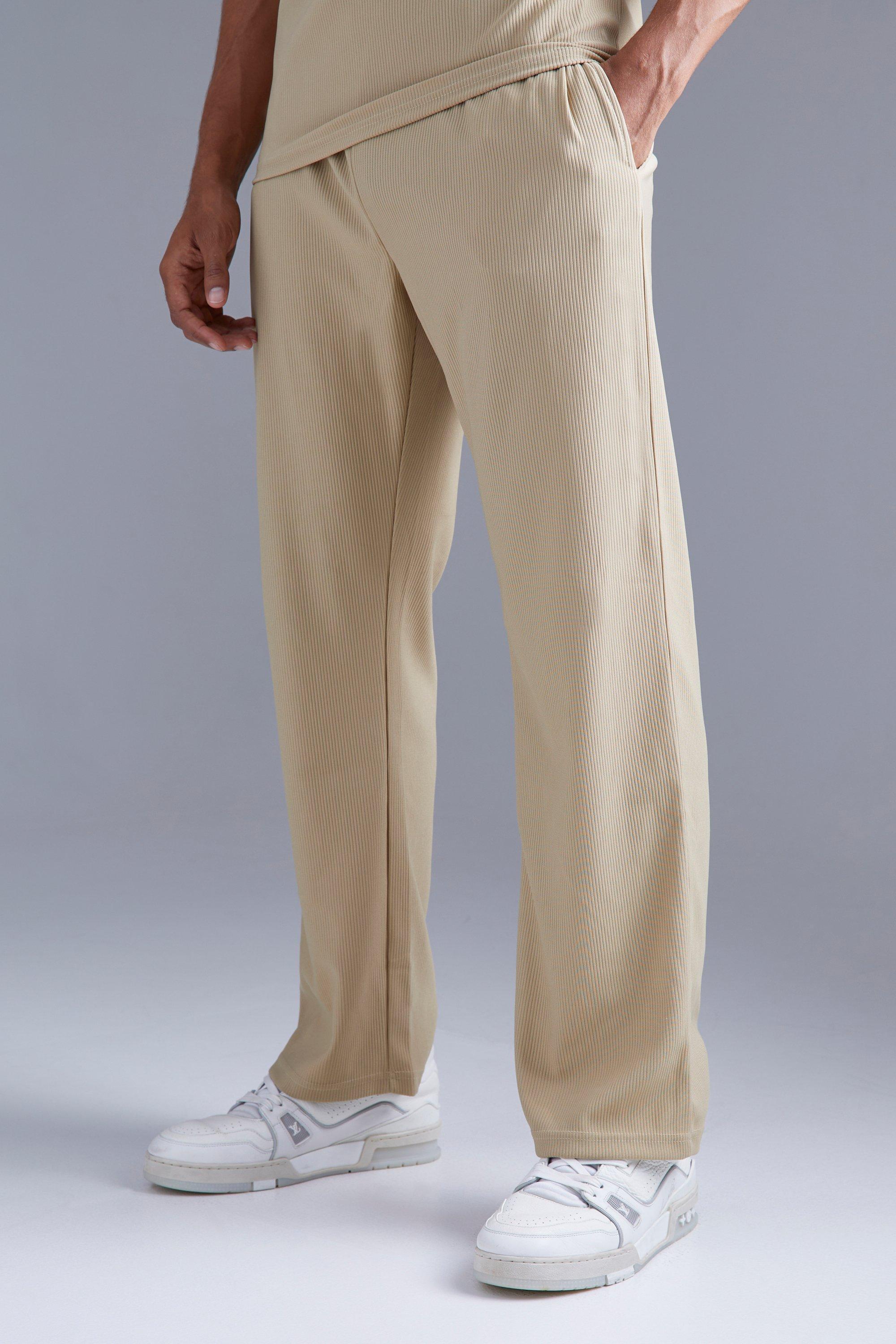 Straight Leg Ribbed Sweatpants | boohooMAN USA Product Image