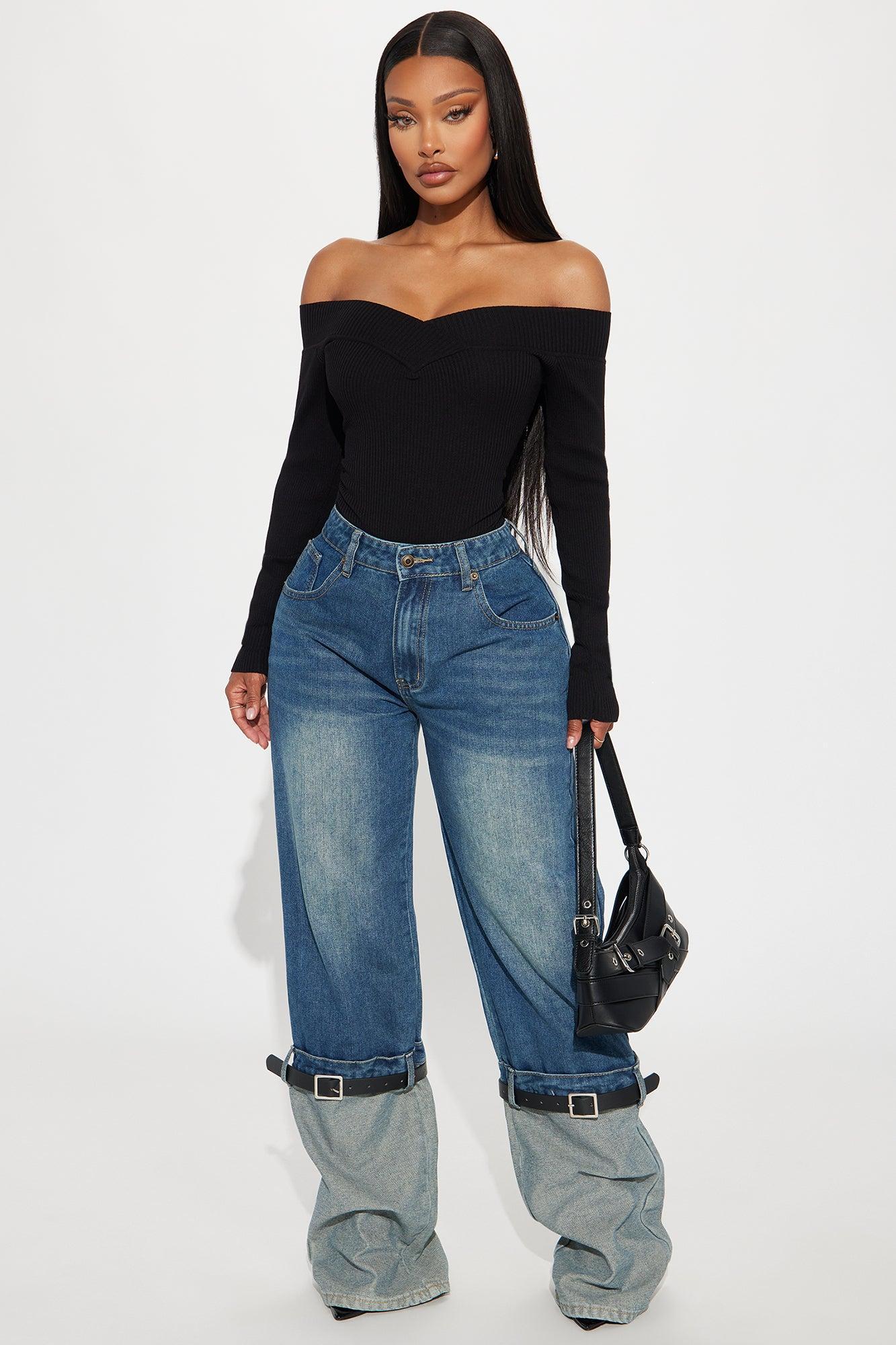 Misbehaving Belted Cuffed Straight Leg Jeans - Medium Wash Product Image