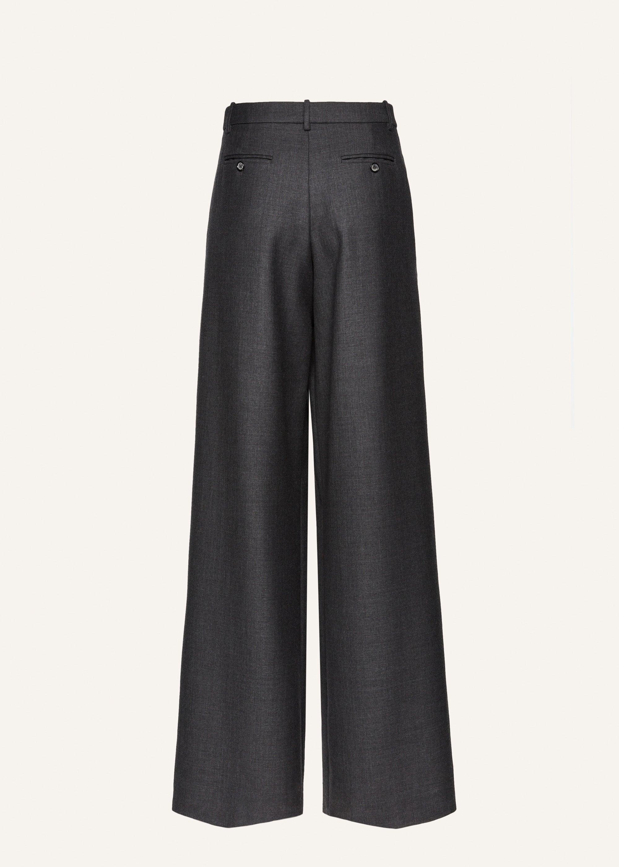 Wide-leg tailored wool pants in grey Product Image