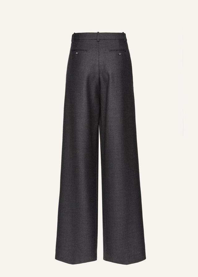 Wide-leg tailored wool pants in grey Product Image