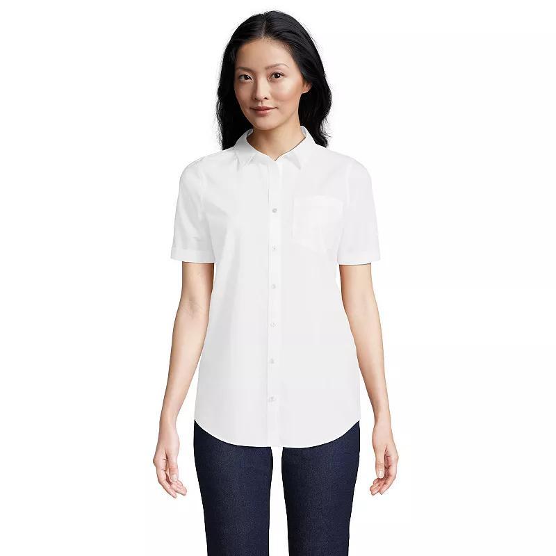 Petite Lands End No-Iron Favorite Short Sleeve Shirt, Womens Product Image