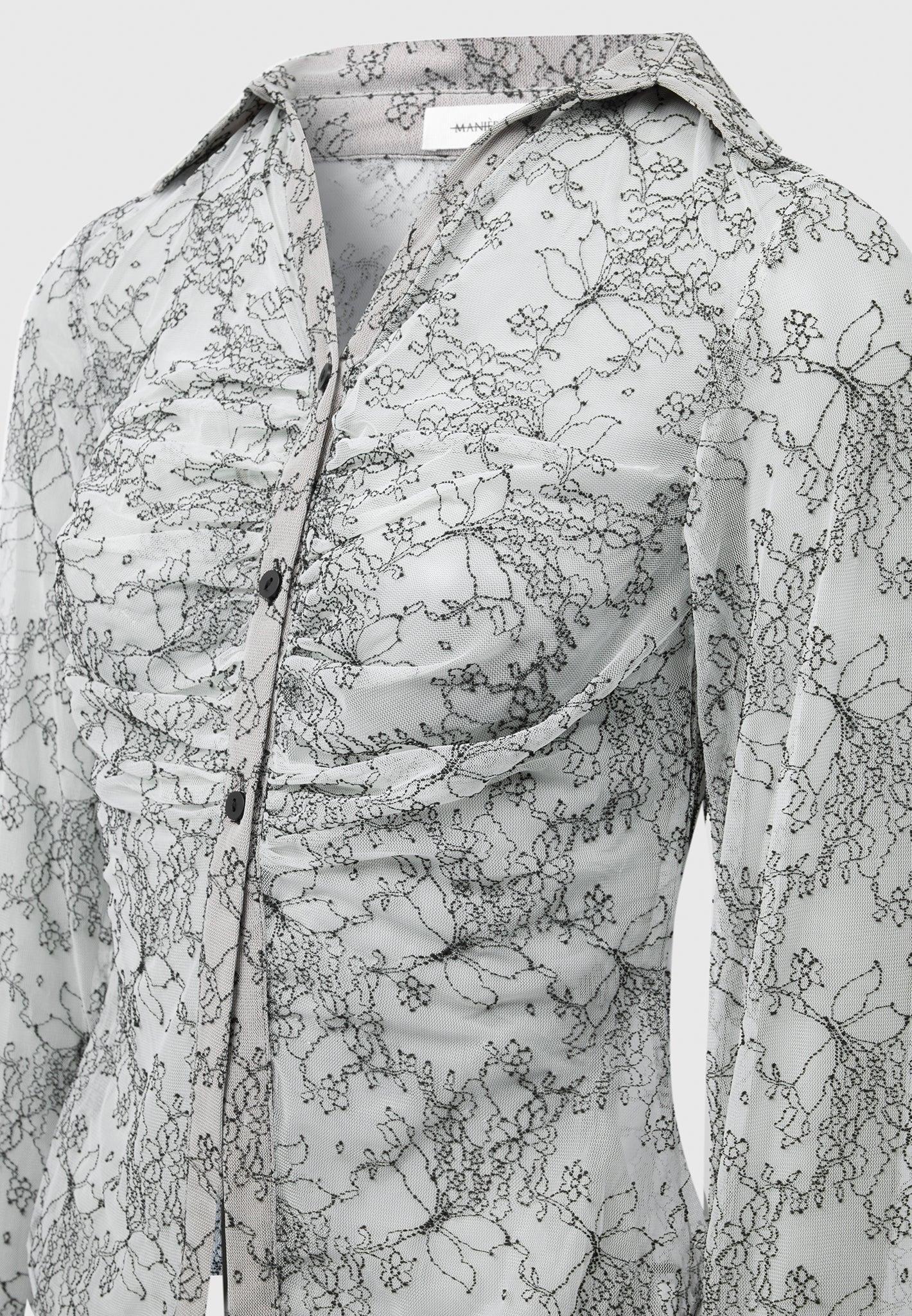 Lace Mesh Contour Shirt - Off White Female Product Image