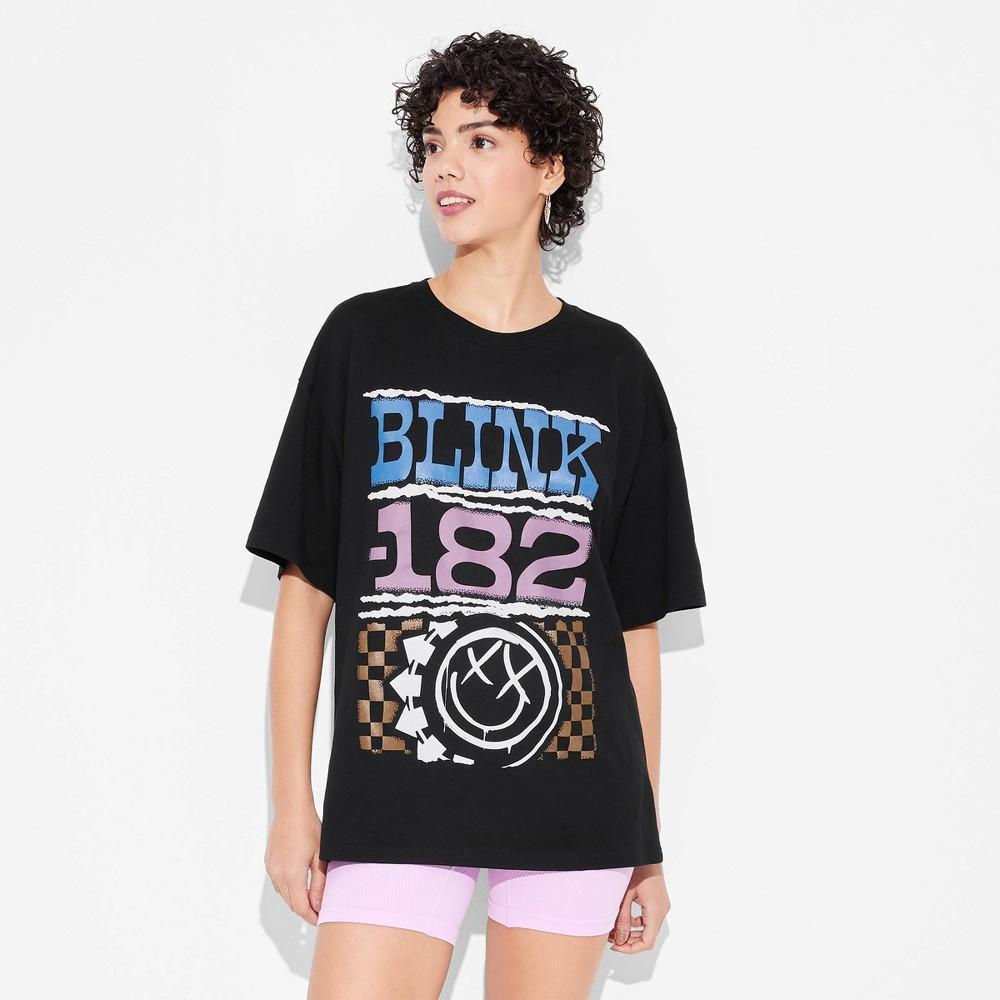 Womens Blink 182 Oversized Short Sleeve Graphic T-Shirt - Black Product Image