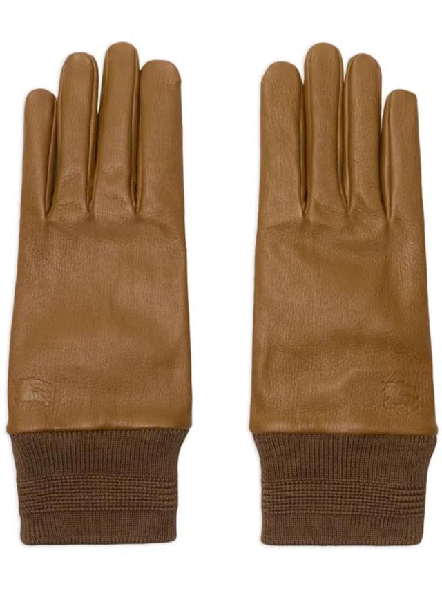 BURBERRY Leather Gloves In Brown Product Image