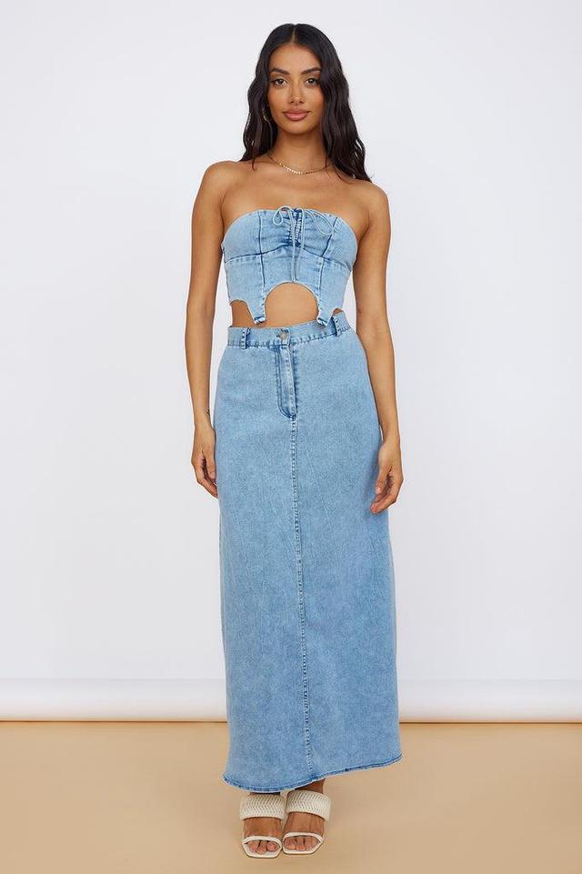 Starlit Symphony Maxi Skirt Denim Product Image