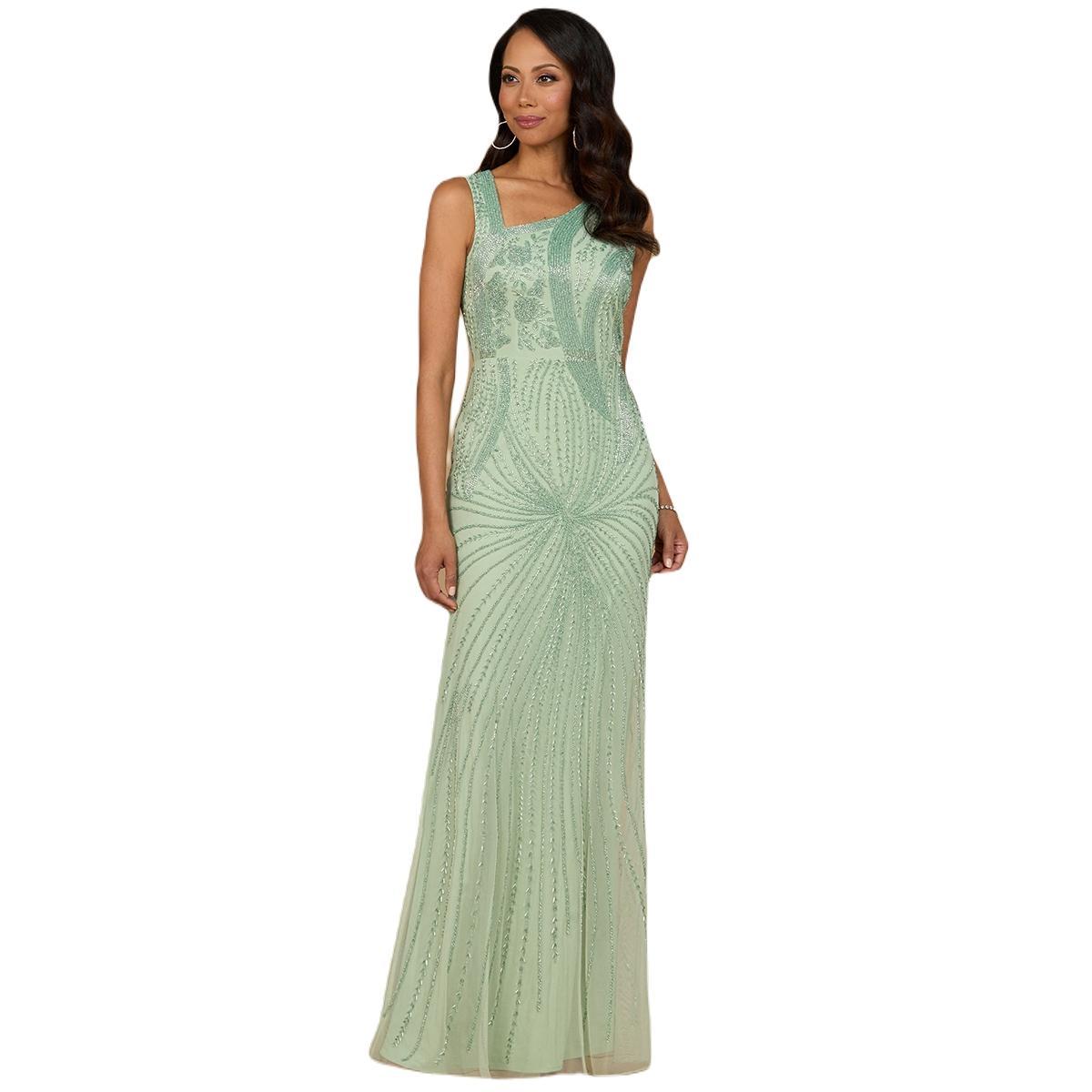 Lara Womens Asymmetrical, Beaded Gown Product Image