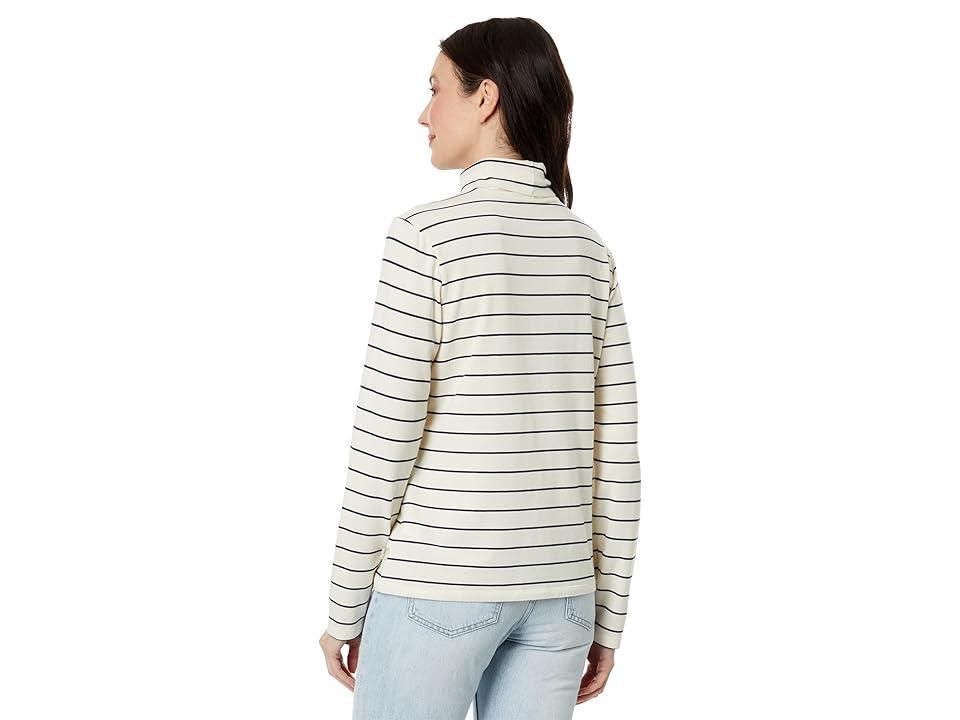 L.L.Bean Soft Stretch Supima Turtleneck Long Sleeve Stripe (Sailcloth/Classic Navy) Women's Clothing Product Image