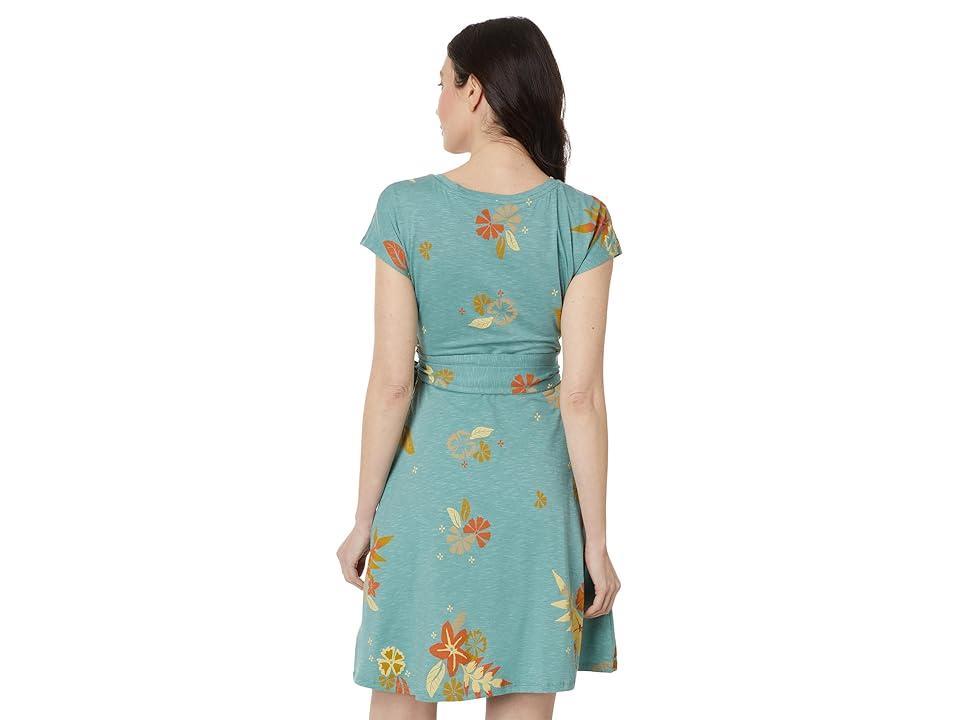 Toad&Co Cue Wrap Short Sleeve Dress (Mineral LG Floral Print) Women's Clothing Product Image