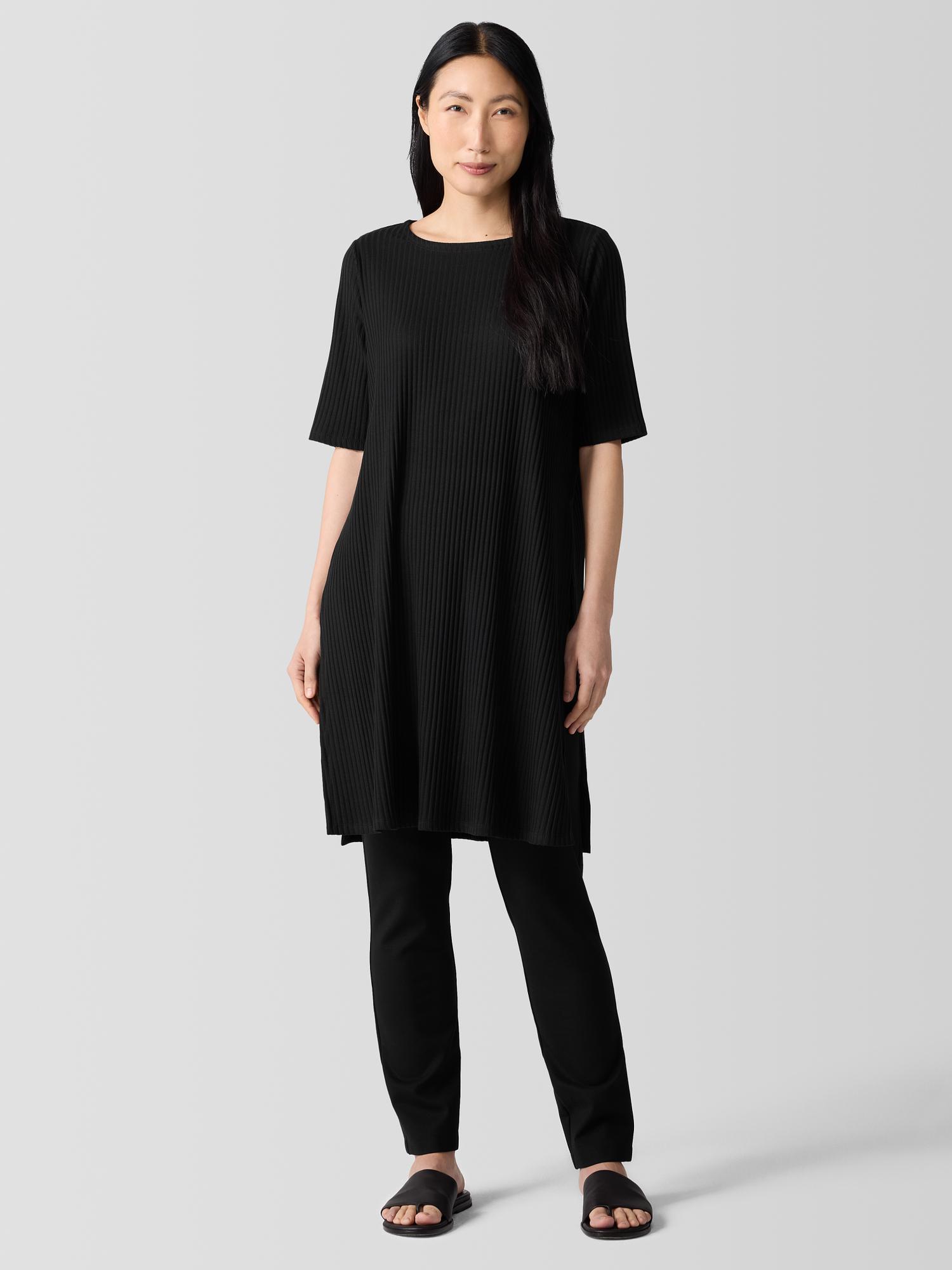 EILEEN FISHER Textured Stretch Rib Ballet Neck Topfemale Product Image