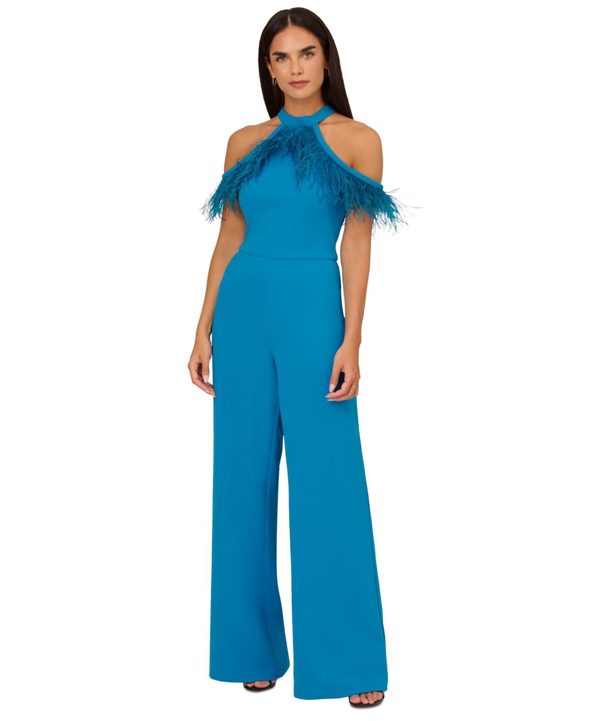 Adrianna by Adrianna Papell Womens Stretch Crepe Wide-Leg Jumpsuit Product Image