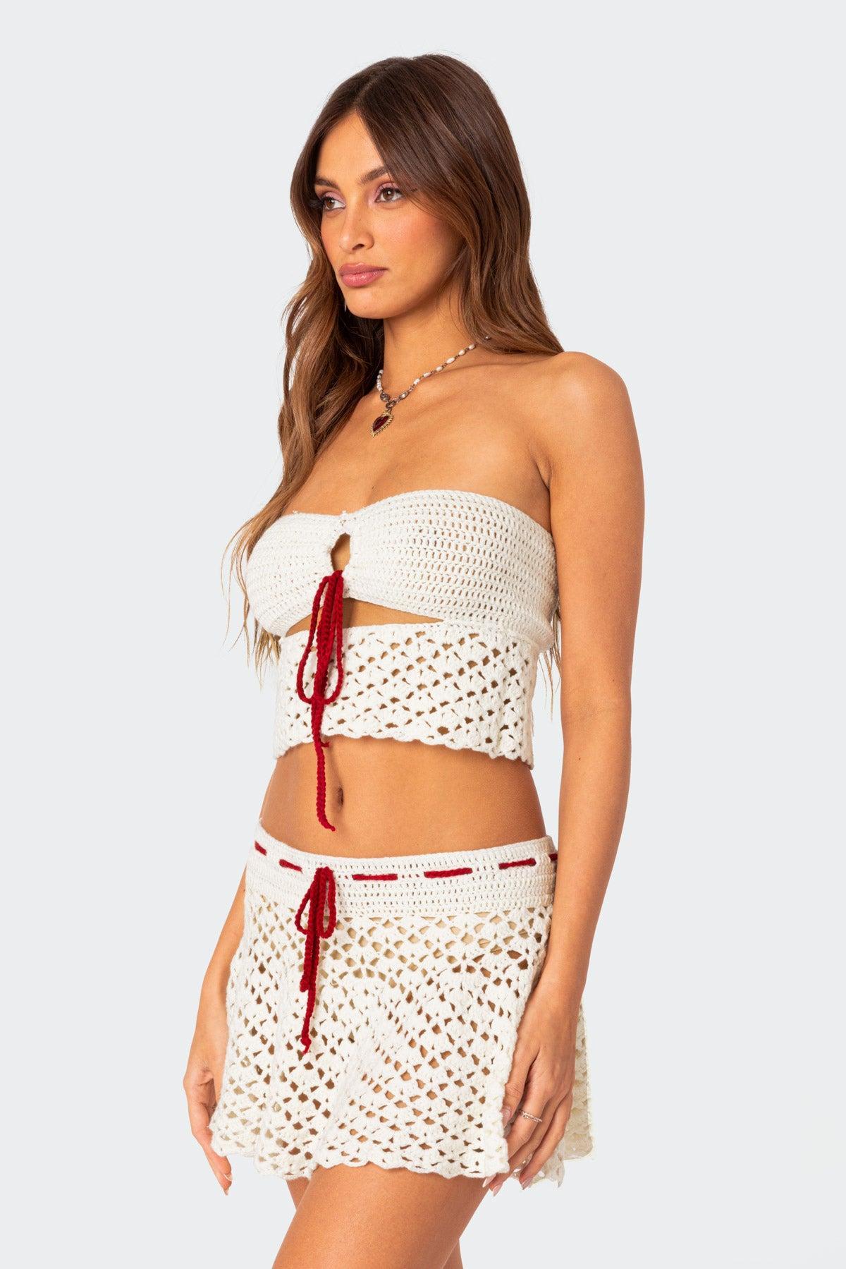 Jaslene Crochet Mini Skirt Product Image