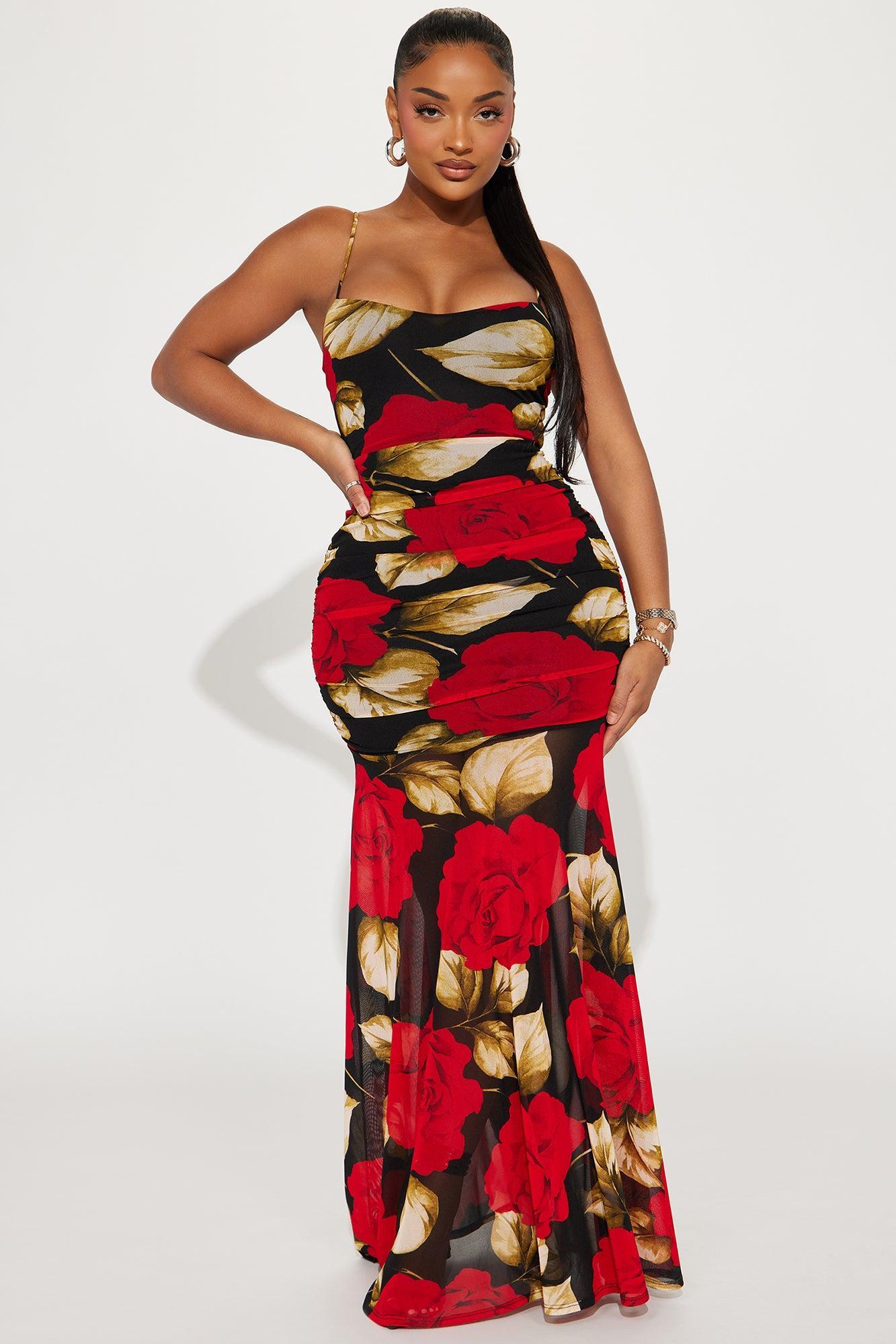 Alani Mesh Maxi Dress - Black/Red product image