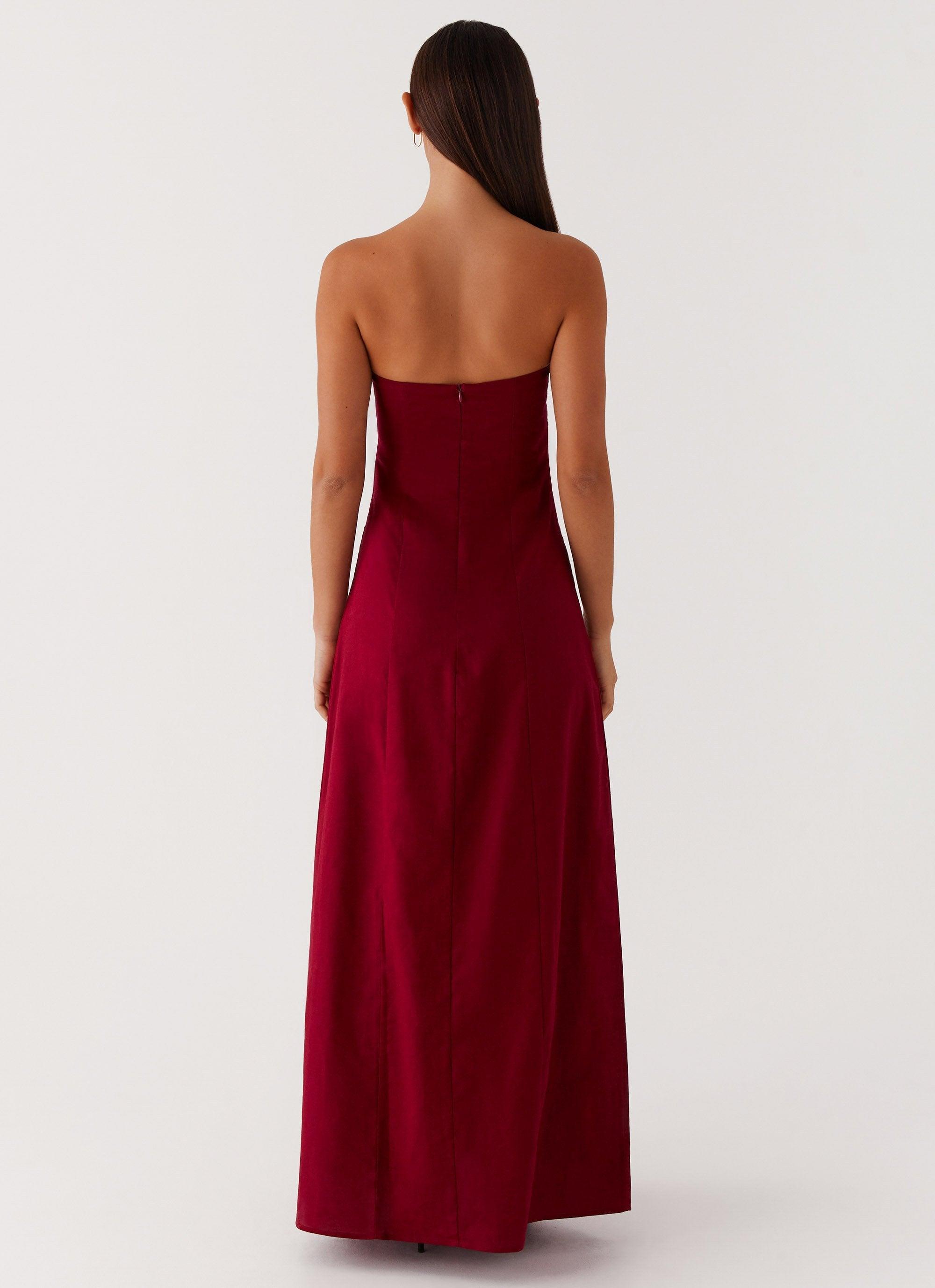 Tayla Linen Maxi Dress - Red Product Image