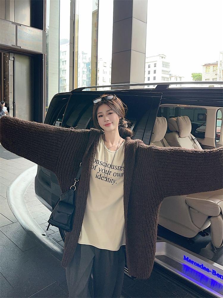 Oversized Hooded Knit Cardigan Product Image