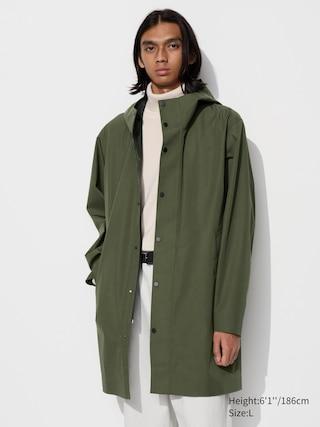 Mens Blocktech Coat with Water-Repellent Olive XL UNIQLO US Product Image