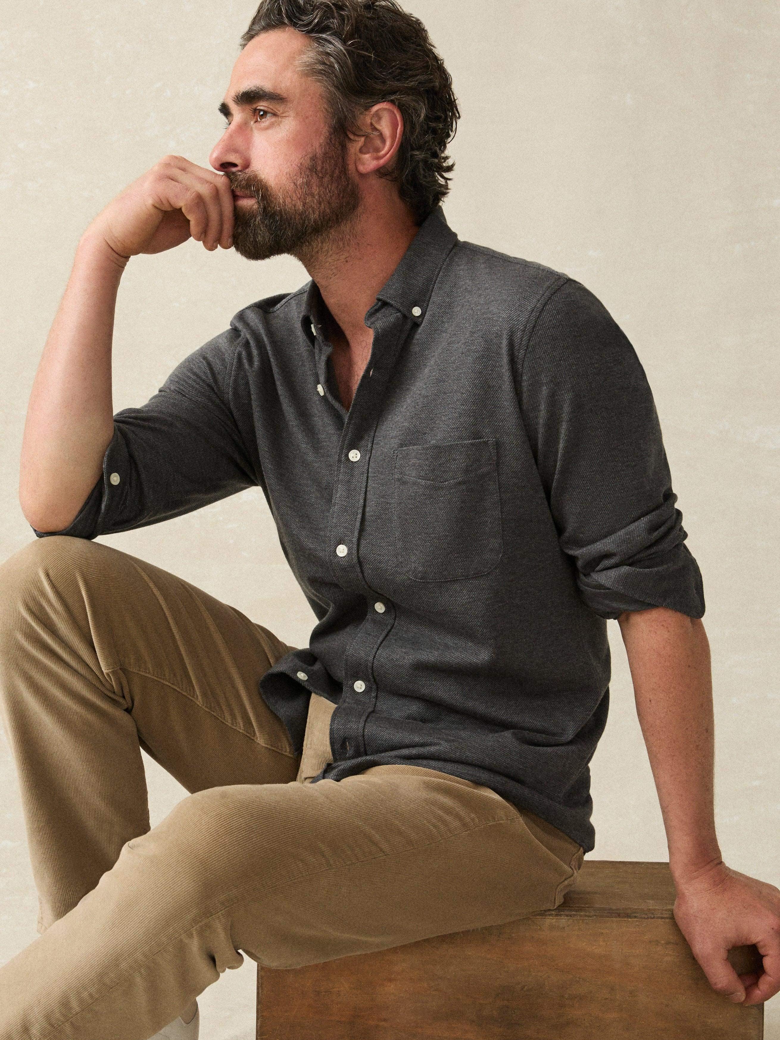 Coastline Knit Shirt - Charcoal Heather Twill Male Product Image