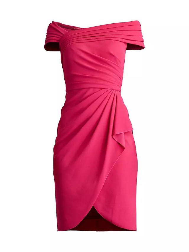 Cap-Sleeve Shirred Crepe Cocktail Dress Product Image