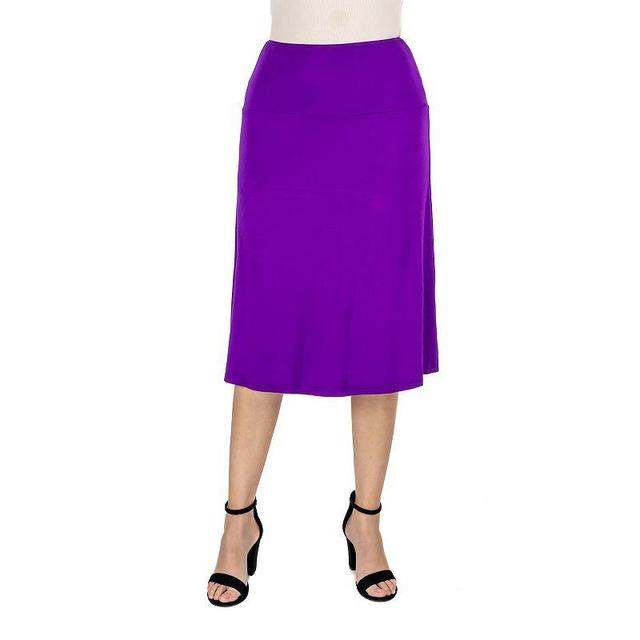 Womens 24Seven Comfort Apparel Solid A-Line Midi Skirt Product Image