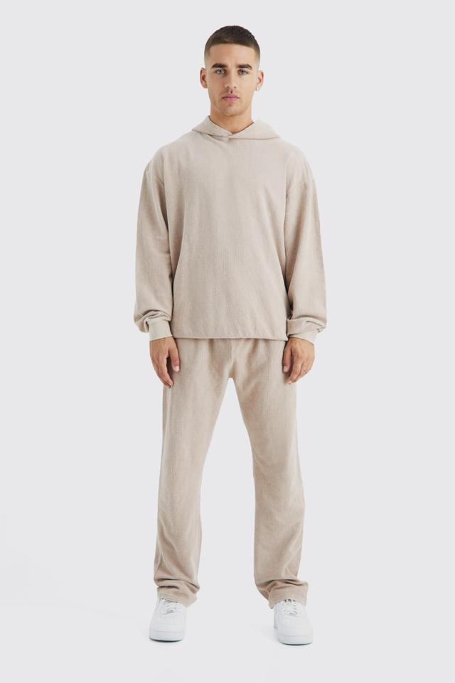 Oversized Washed Cord Hooded Tracksuit | boohooMAN USA Product Image