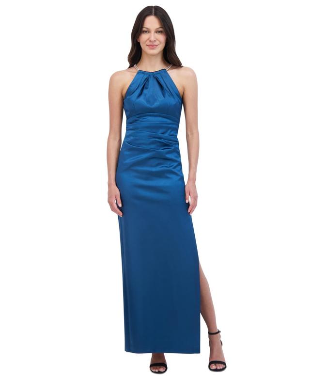 Eliza J Womens Gathered Side-Slit Evening Gown Product Image