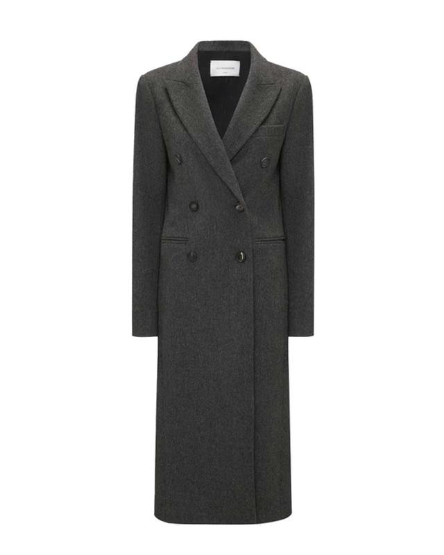 Mélange Double-breasted Wool Coat In Grey Product Image