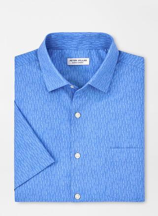 Peter Millar Mens Kayaks Performance Poplin Sport Shirt | Color: Maritime | Size: XL Product Image